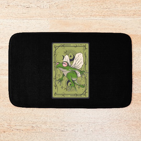 Frog Fairy Tarot Card Celestial Moon Occult Cottag Bath Mats