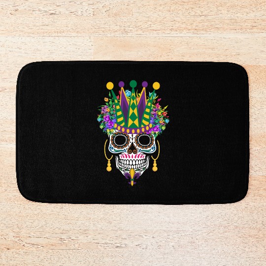 Dia De Los Muertos Mardi Gras Costume Flower Sugar Bath Mats