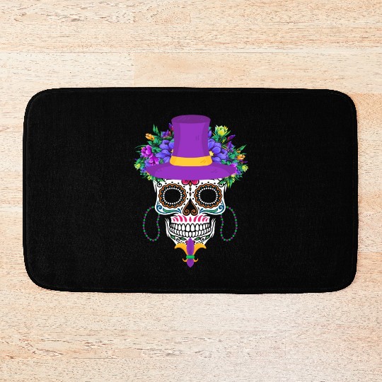 Dia De Los Muertos Mardi Gras Costume Flower Sugar Bath Mats