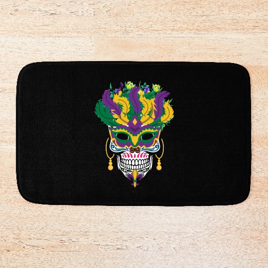 Mardi Gras Costume Dia De Los Muertos Flower Sugar Bath Mats