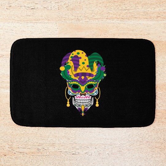 Mardi Gras Mask El Dia De Los Muertos Flower Sugar Bath Mats