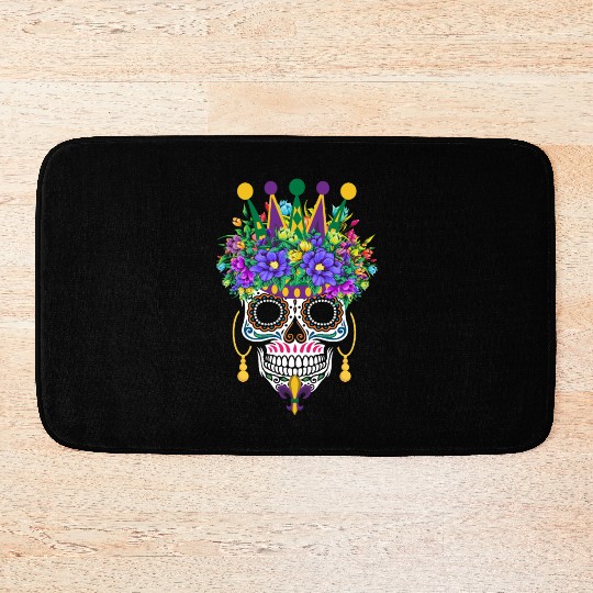 Mardi Gras Mask Flower Sugar Dia De Los Muertos Bath Mats