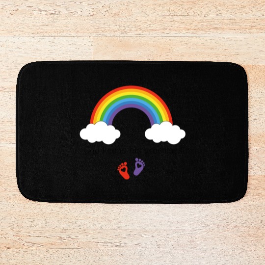 God keeps his promises Rainbow infant gown Bath Mats