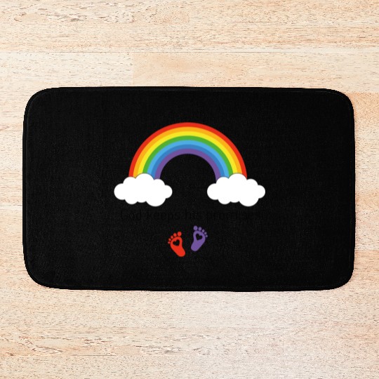 God keeps his promises Rainbow infant gown Bath Mats