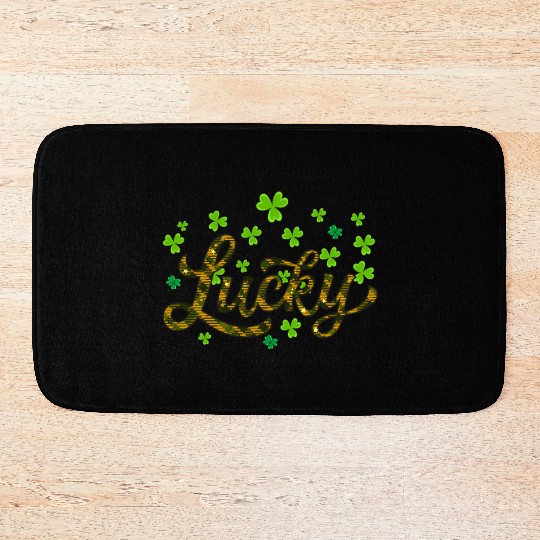 Lucky St Patricks Day, leaf clover, shamtock Bath Mats