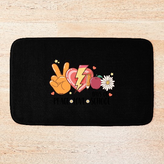 Peace Love 100 days of school Bath Mats