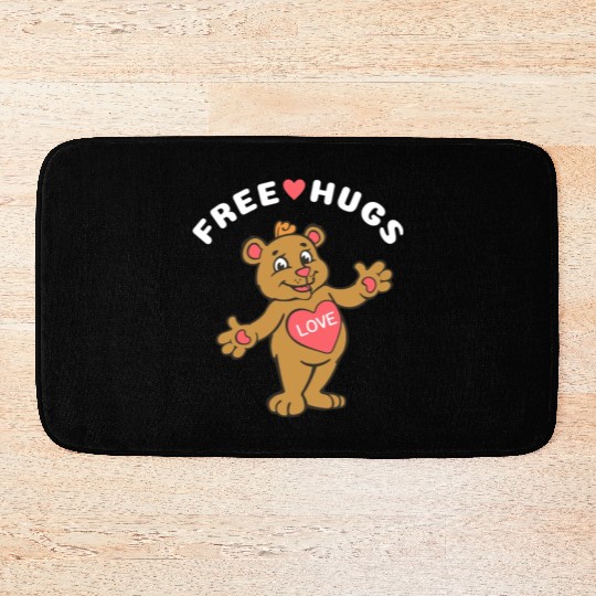 Free Hugs Teddy Bear Bath Mats