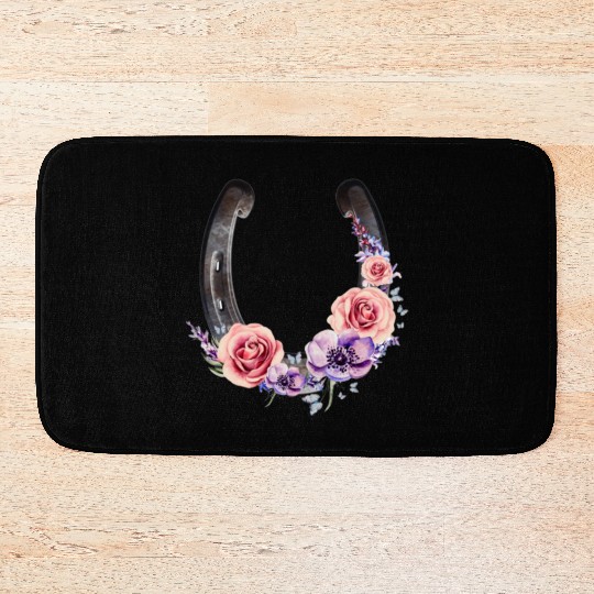 Lucky Floral Horseshoe Bath Mats