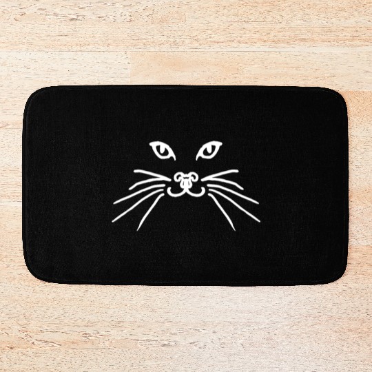 Cat face white Bath Mats