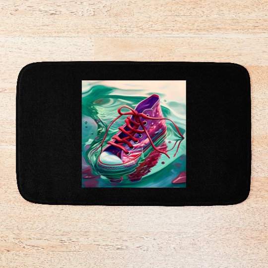 One purple running shoe Bath Mats