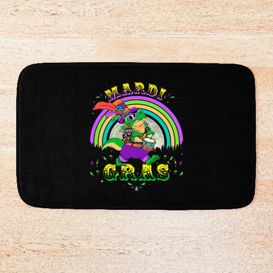 2023 Mardi Gras Party Hat T Rex Drummer Mardi Bath Mats