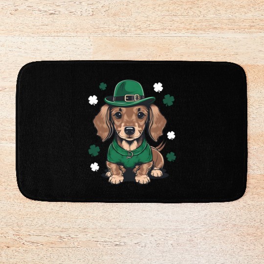 St Patricks Day Dachshund Weiner Dog Shamrock Bath Mats