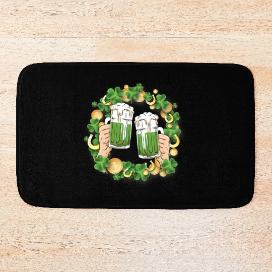 St. Patrick's Day Irish Green Beer, Wine Cups Bath Mats
