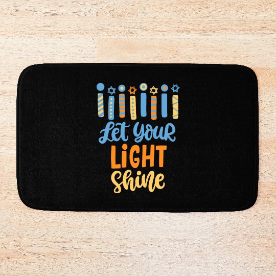 Funny Hanukkah Let Your Light Shine Menorah Adults Bath Mats