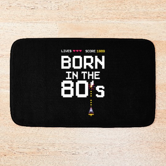 1989 Birtday Retro Gamer Pixel Born in the 80s Bath Mats