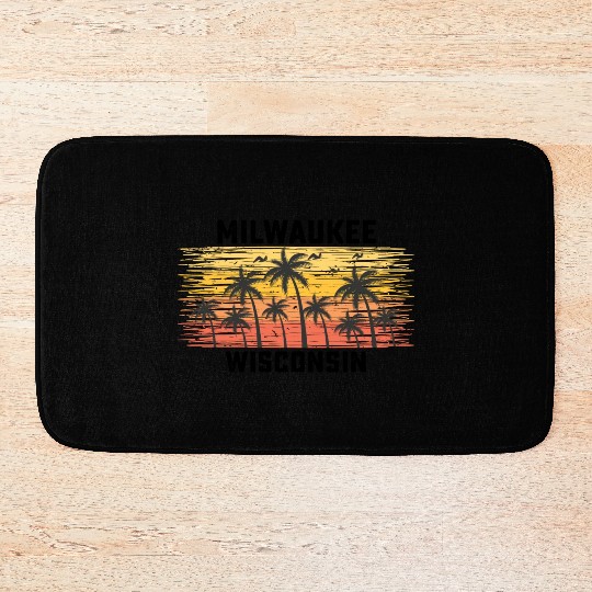 Milwaukee Wisconsin Summer Retro VIntage Vacation Bath Mats