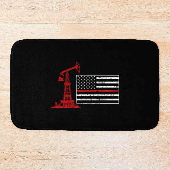 Oilfield Oil Drilling Us Flag Bath Mats