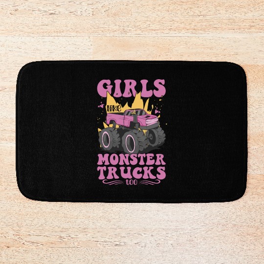 Girls Like Monster Trucks Too Girls Monster Truck Bath Mats