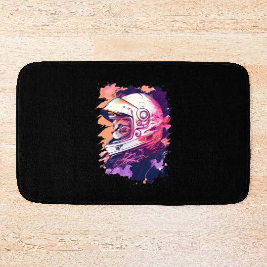 Aesthetic Vaporwave Space Cat 80s 90s Astronaut Bath Mats