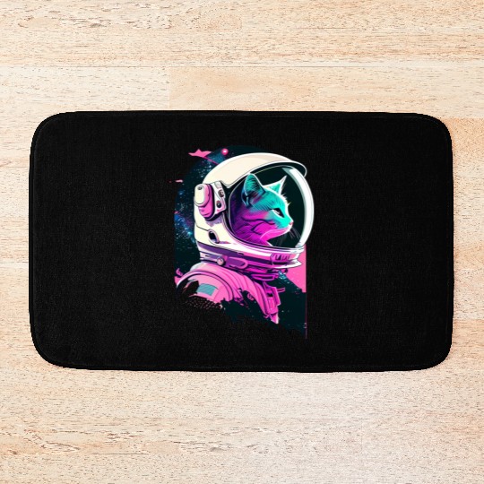 Aesthetic Vaporwave Space Cat 80s 90s Astronaut Bath Mats