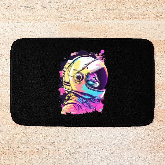Aesthetic Vaporwave Space Cat 80s 90s Astronaut Bath Mats