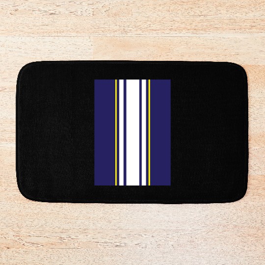 Racing Stripes - Blue, white and yellow stripes Bath Mats