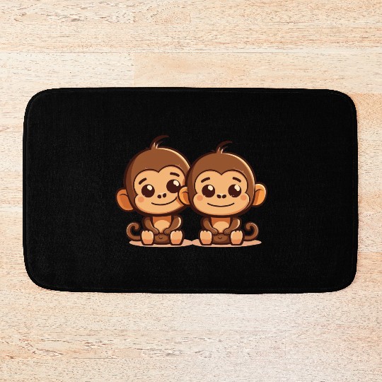 Monkeys siblings brother sister family love ape Bath Mats