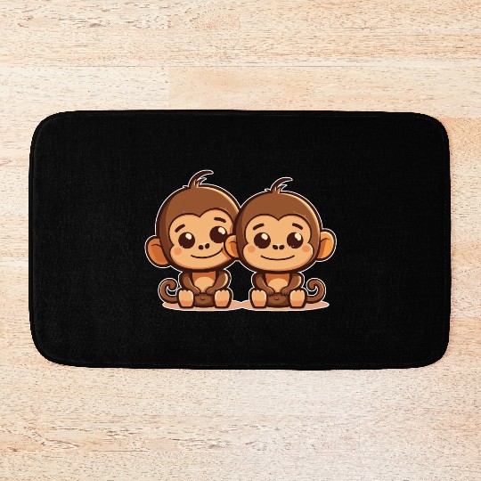 Monkeys siblings brother sister family love ape Bath Mats