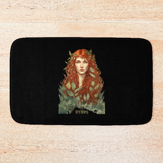 druid red hair spring forest elf nature Bath Mats