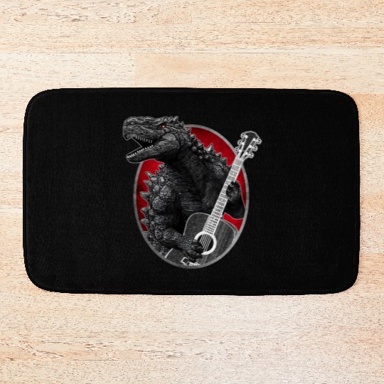 Kaiju playing guitar Bath Mats