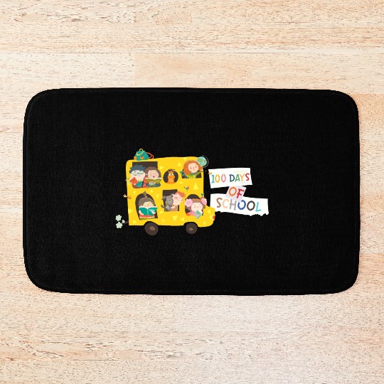 100 days of school children in the school bus Bath Mats