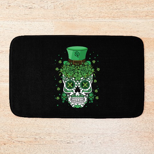 Dia De Los Muertos St Patty's Day Irish Flower Bath Mats