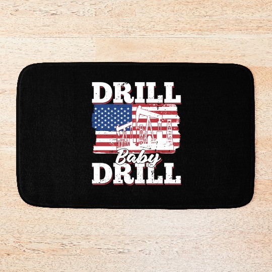 Oilfield Oil Drilling Us Flag Drill Baby Drill Bath Mats