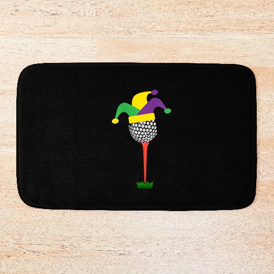 Golf Ball Hat Fun Mardi Gras Bath Mats