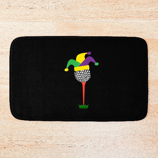 Golf Ball Hat Fun Mardi Gras Bath Mats