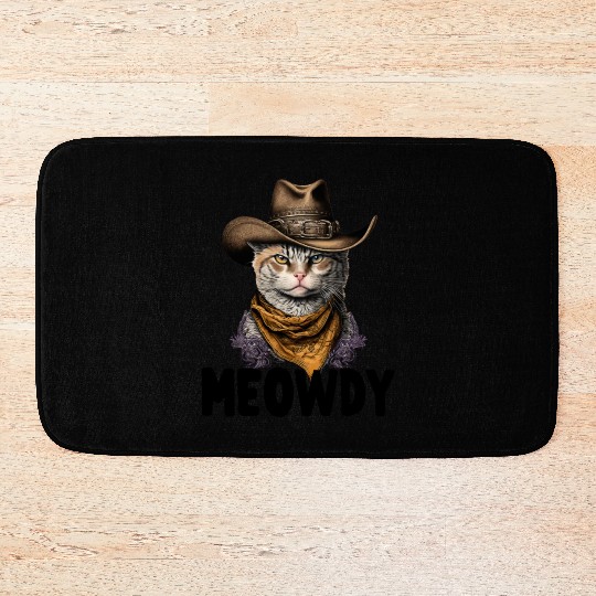 Meowdy Cat Meme Country Meow Howdy Funny Bath Mats