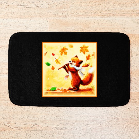 Painting Of a Happy Singing Red Fox. Buy Now Bath Mats