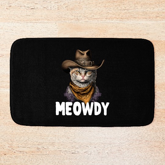 Meowdy Cat Meme Country Meow Howdy Funny Bath Mats