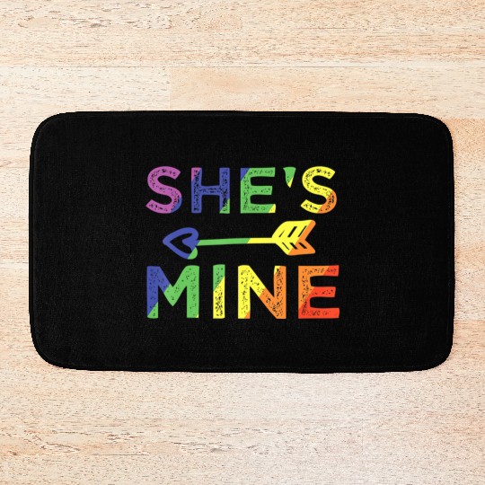Lesbian Couple She s Mine I m Hers Matching LGBT Bath Mats