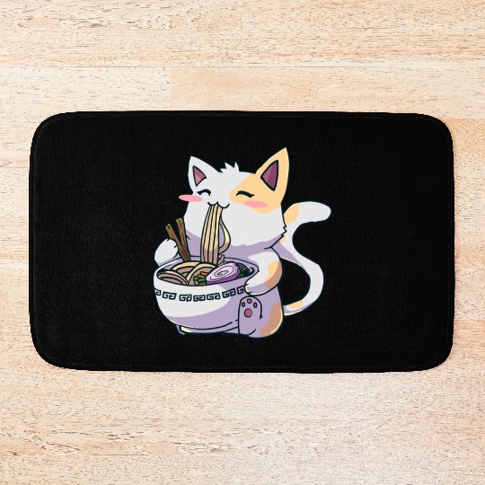 Ramen Cat Kawaii Anime Japanese Kawaii Neko Bath Mats
