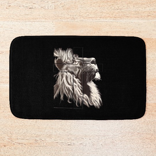 Lion Love Cross God Savior Church Christian Gift C Bath Mats