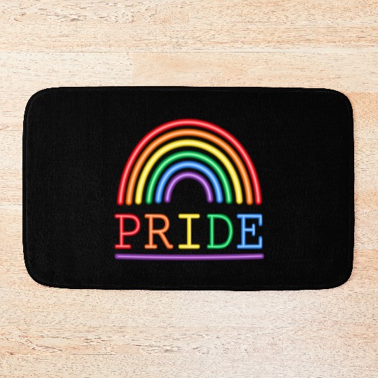 Neon Lights Rainbow Pride Bath Mats