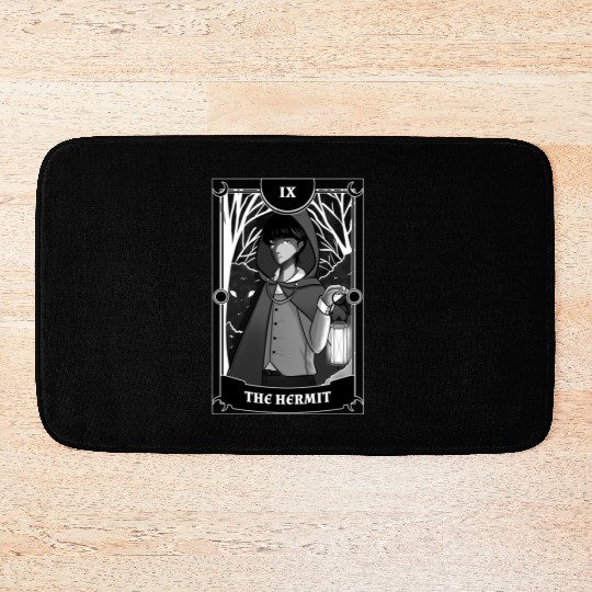 Anime Tarot Card The Hermit Occult Gothic Witch Bath Mats