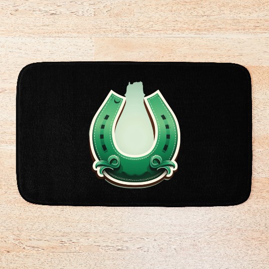 A horseshoe for good luck T--Bath Mats