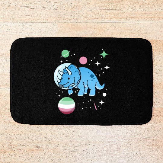 Abrosexual Pride Triceratops Astronaut Bath Mats