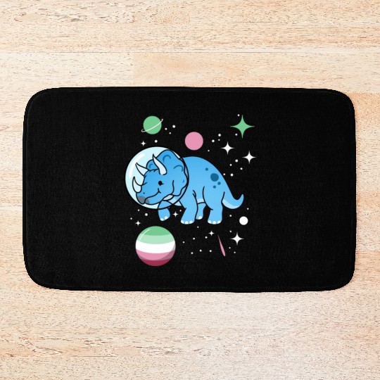 Abrosexual Pride Triceratops Astronaut Bath Mats