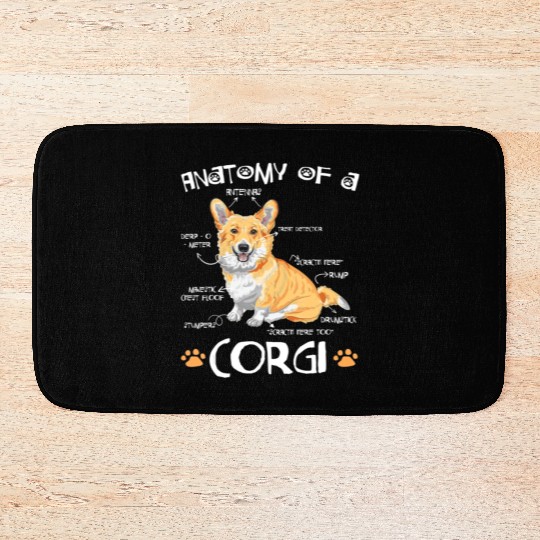 Anatomy Of A Corgi Funny Corgi Dog Lover Pet Owner Bath Mats