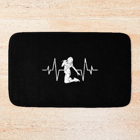 guitar player girl heartbeat Bath Mats