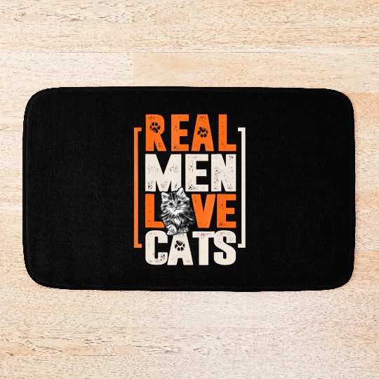 Cat Bath Mats For Men and Boys Real Men Love Cats