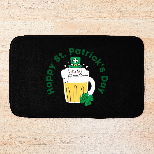 Happy St. Patrick’s Day Irish Funny Beer Cat Lover Bath Mats